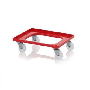 dolly transport kar 600x400x150mm rood 4 nylon stuurwielen