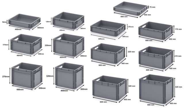 tijdschrift grafisch bevestig alstublieft Euronorm bakken 400x300x170 mm gesloten handvatten