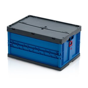 Plastic vouwkrat 600x400x300 mm open handvatten en deksel