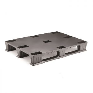 Plastic pallets 1200x800x140 mm gesloten dek 3 sleeplatten 800 kg
