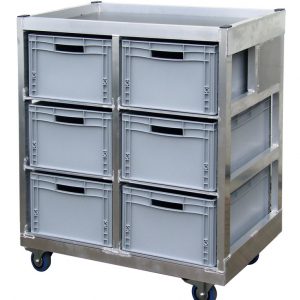 Krattenkar Aluminium voor 6 Eurobakken met werkblad