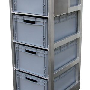 Krattenkar zwart gecoat voor 4 Eurobakken met werkblad