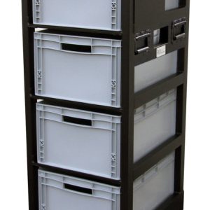 Krattenkar zwart gecoat voor 4 Eurobakken met werkblad