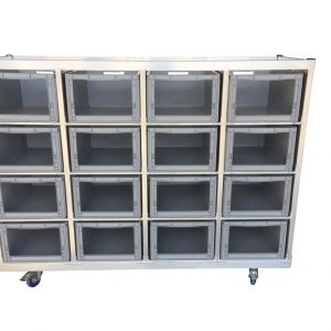Krattenkar Aluminium voor 16 Eurobakken met werkblad