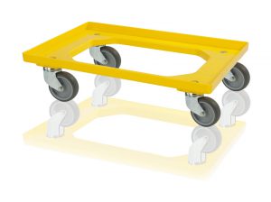 Dolly transporter geel 600x400x150 mm 4 zwenkwielen