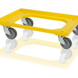 Dolly transporter geel 600x400x150 mm 4 zwenkwielen