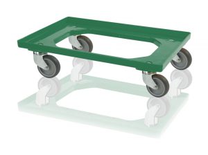 Dolly transporter groen 600x400x150 mm 4 zwenkwielen