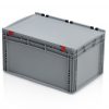 Euronormbak 600x400x285mm met deksel open handvatten