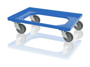 Dolly transporter blauw 600x400x150 mm 4 zwenkwielen