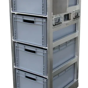 Krattenkar Aluminium voor 4 Eurobakken met werkblad
